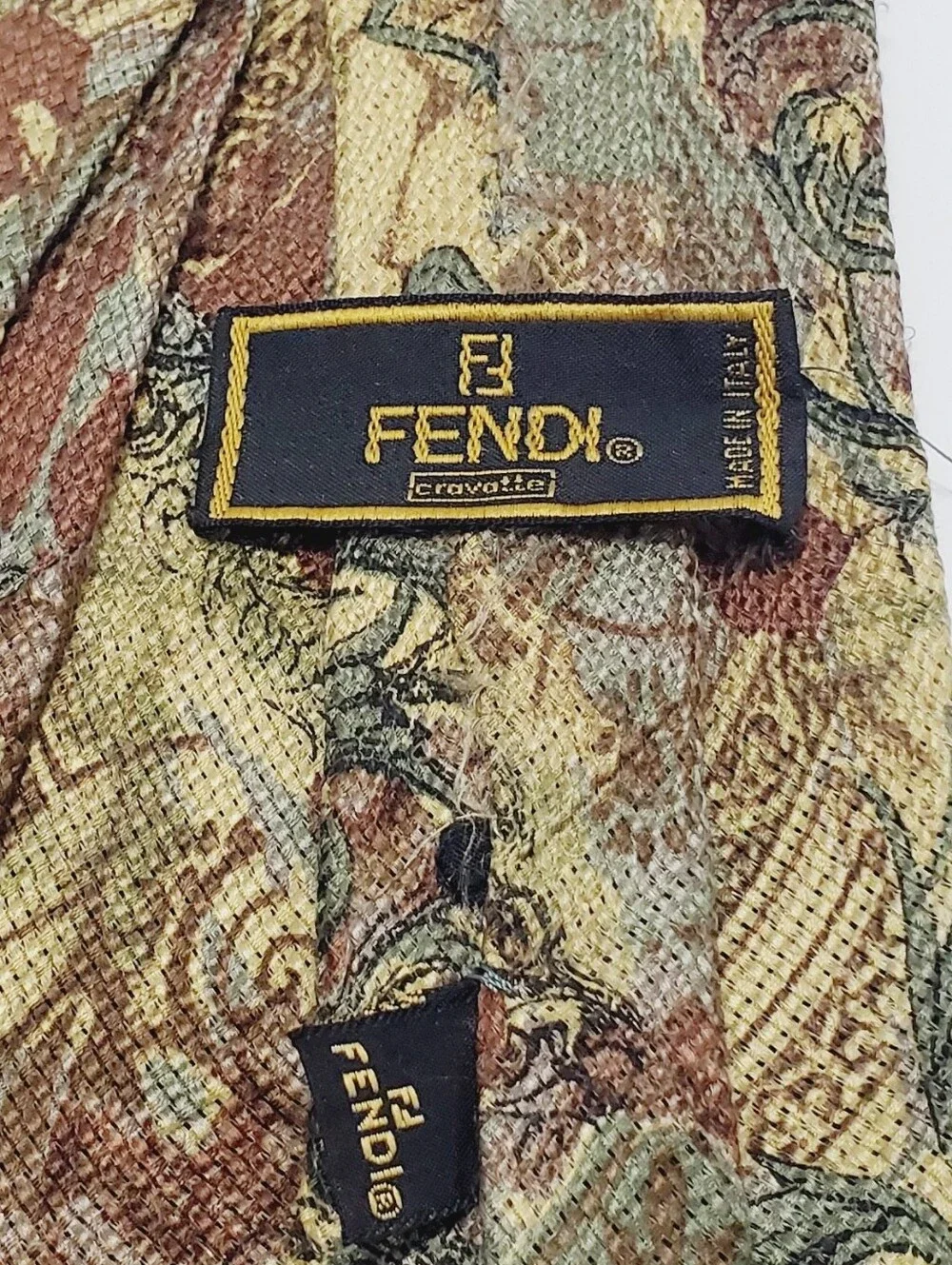 Fendi Men's Italian Silk Neck Tie Multicolor Paisley Pattern 57x3.75